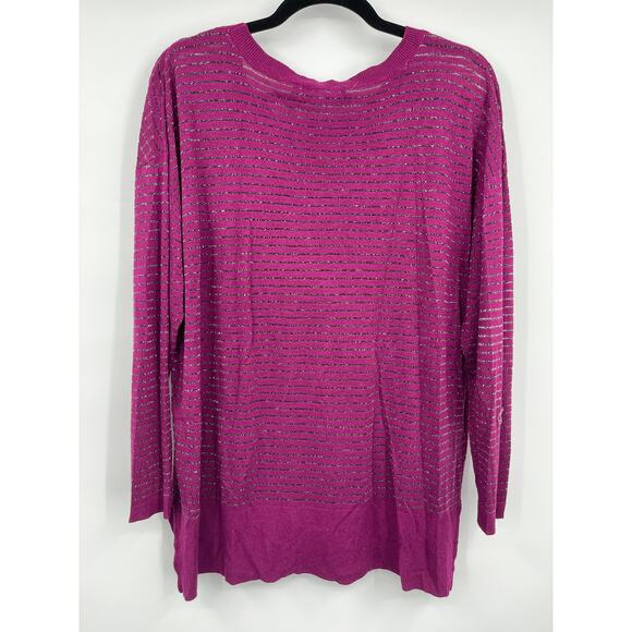 Daisy Fuentes Purple Knitted Long Sleeve Sweater Top Side Slit Womens Size XL - Picture 10 of 10